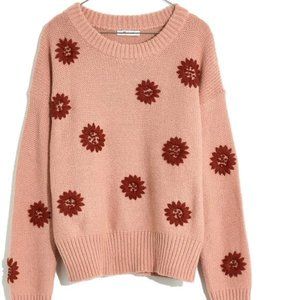 Madewell Flowered Embroidered Sweater, Size M